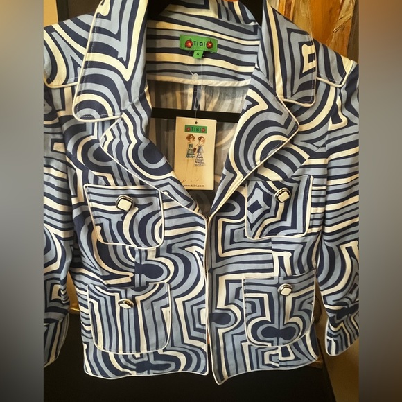 NWT - Blue Geometric Tibi Women's Jacket - Small - Picture 2 of 5